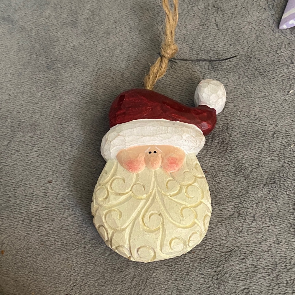 Charming Santa Ornament with Red Hat and Cream Beard